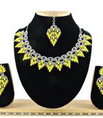 Yellow designer function wear ad necklace set