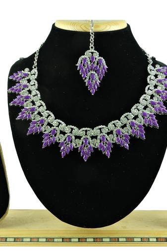Purple designer function wear ad necklace set