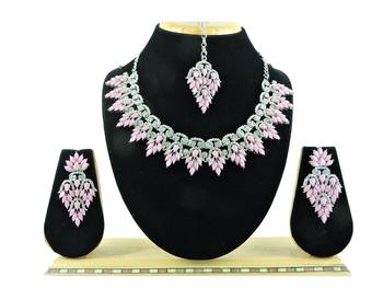 Pink designer function wear ad necklace set 1