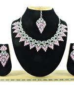 Pink designer function wear ad necklace set