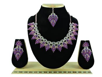 Purple designer function wear ad necklace set 1