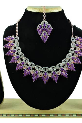 Purple designer function wear ad necklace set