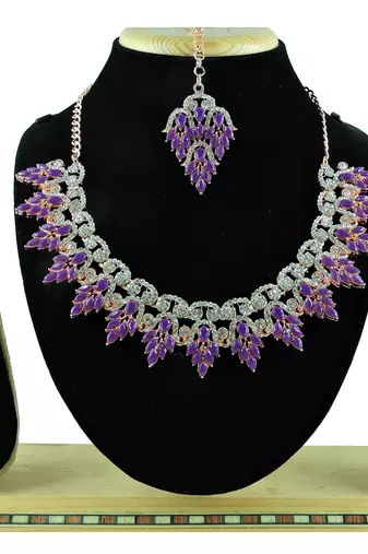 Purple designer function wear ad necklace set