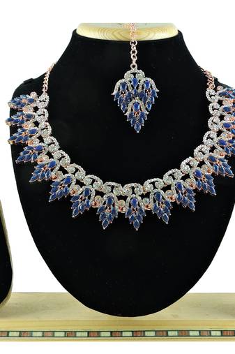 Blue designer function wear ad necklace set