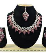 Maroon designer function wear ad necklace set