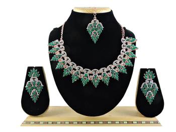 Green designer function wear ad necklace set 1