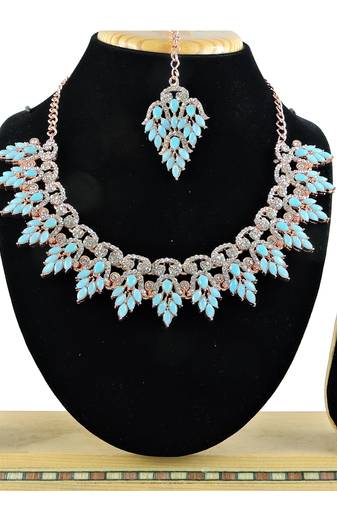 Turquoise designer function wear ad necklace set