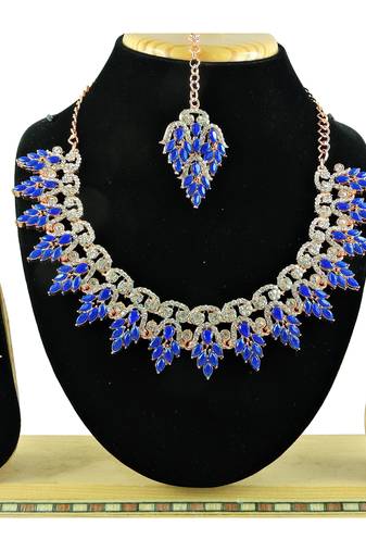 Blue designer function wear ad necklace set