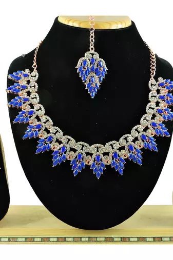 Blue designer function wear ad necklace set