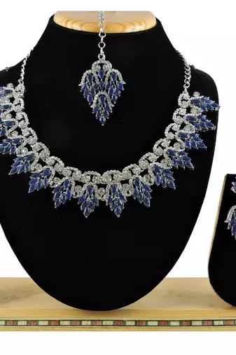 Blue designer function wear ad necklace set