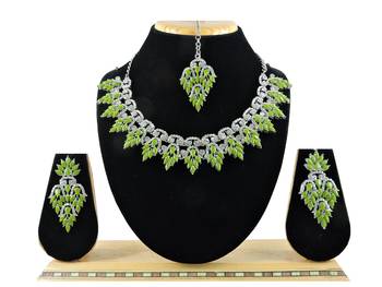 Green designer function wear ad necklace set 1