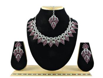 Maroon designer function wear ad necklace set 1