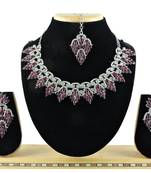 Maroon designer function wear ad necklace set