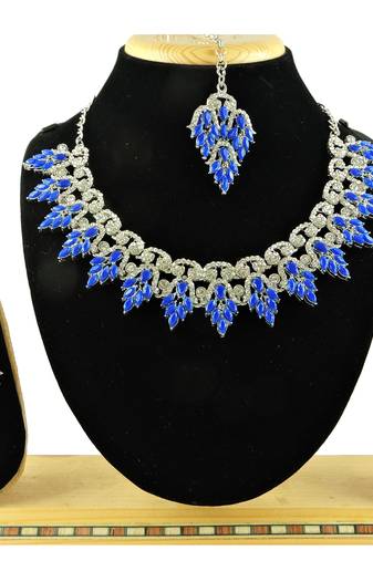 Blue designer function wear ad necklace set