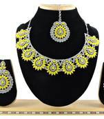 Yellow designer function wear ad necklace set