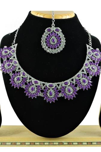 Purple designer function wear ad necklace set