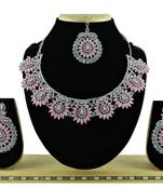 Pink designer function wear ad necklace set