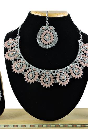 Orange designer function wear ad necklace set