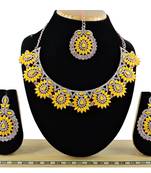 Yellow designer function wear ad necklace set