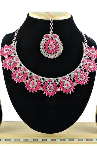 Red designer function wear ad necklace set