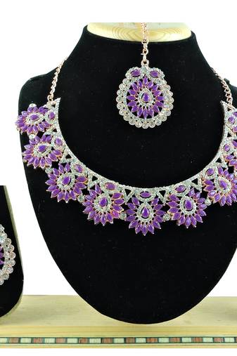 Purple designer function wear ad necklace set