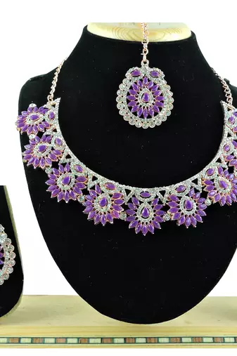 Purple designer function wear ad necklace set