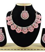 Pink designer function wear ad necklace set