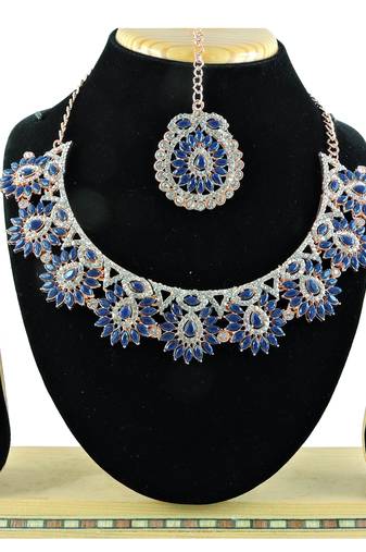 Blue designer function wear ad necklace set