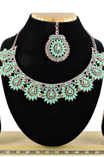 Green designer function wear ad necklace set
