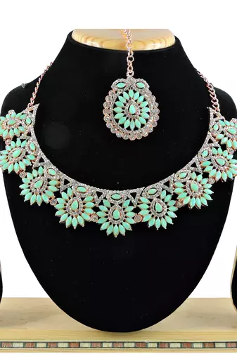 Green designer function wear ad necklace set