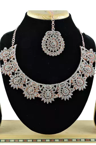 Grey designer function wear ad necklace set