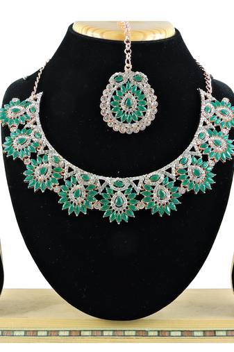 Green designer function wear ad necklace set