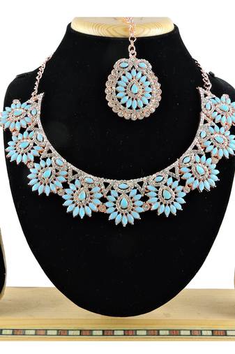 Turquoise designer function wear ad necklace set
