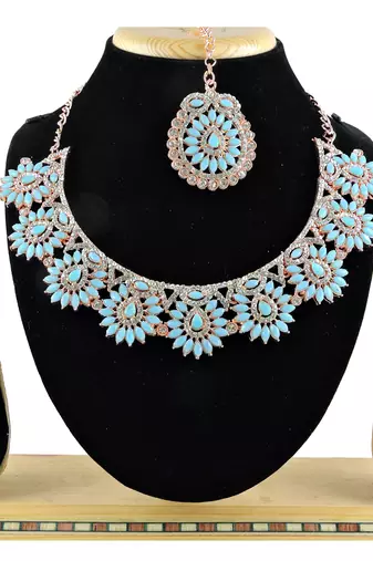 Turquoise designer function wear ad necklace set