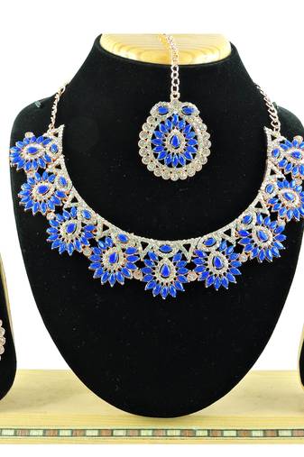 Blue designer function wear ad necklace set