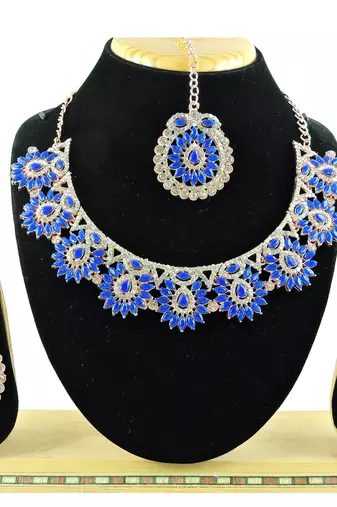 Blue designer function wear ad necklace set