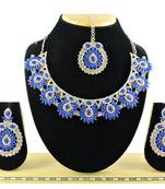 Blue designer function wear ad necklace set