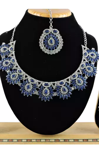 Blue designer function wear ad necklace set
