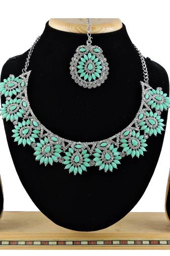Green designer function wear ad necklace set