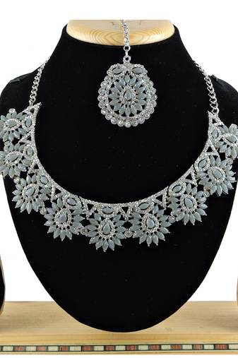 Grey designer function wear ad necklace set