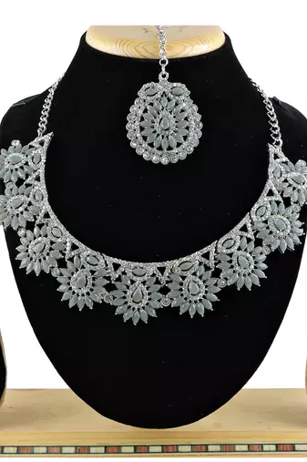 Grey designer function wear ad necklace set