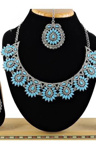 Turquoise designer function wear ad necklace set