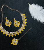 Yellow designer function wear ad necklace set