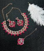 Red designer function wear ad necklace set