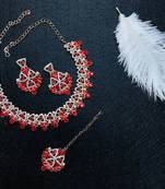 Red designer function wear ad necklace set