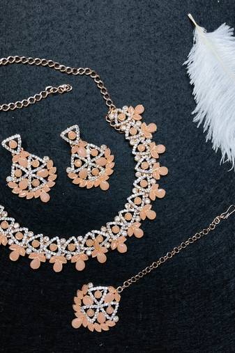 Orange designer function wear ad necklace set