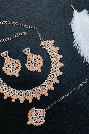 Orange designer function wear ad necklace set