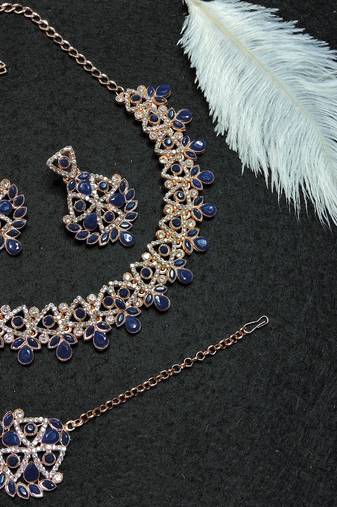 Blue designer function wear ad necklace set