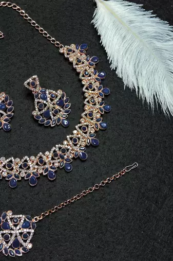 Blue designer function wear ad necklace set