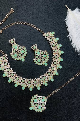 Green designer function wear ad necklace set